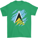 Torn Saint Lucia Flag Lucian Day Football Mens T-Shirt 100% Cotton Irish Green