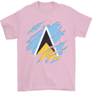 Torn Saint Lucia Flag Lucian Day Football Mens T-Shirt 100% Cotton Light Pink
