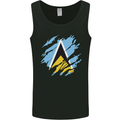 Torn Saint Lucia Flag Lucian Day Football Mens Vest Tank Top Black