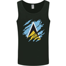 Torn Saint Lucia Flag Lucian Day Football Mens Vest Tank Top Black
