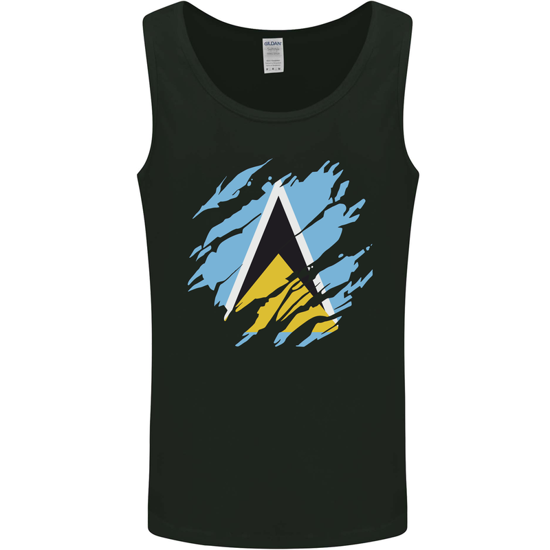Torn Saint Lucia Flag Lucian Day Football Mens Vest Tank Top Black