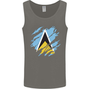 Torn Saint Lucia Flag Lucian Day Football Mens Vest Tank Top Charcoal