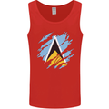 Torn Saint Lucia Flag Lucian Day Football Mens Vest Tank Top Red