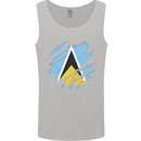Torn Saint Lucia Flag Lucian Day Football Mens Vest Tank Top Sports Grey
