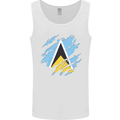 Torn Saint Lucia Flag Lucian Day Football Mens Vest Tank Top White