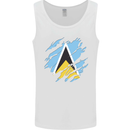 Torn Saint Lucia Flag Lucian Day Football Mens Vest Tank Top White
