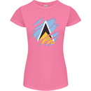 Torn Saint Lucia Flag Lucian Day Football Womens Petite Cut T-Shirt Azalea