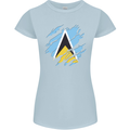 Torn Saint Lucia Flag Lucian Day Football Womens Petite Cut T-Shirt Light Blue