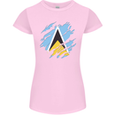 Torn Saint Lucia Flag Lucian Day Football Womens Petite Cut T-Shirt Light Pink