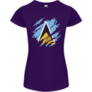 Torn Saint Lucia Flag Lucian Day Football Womens Petite Cut T-Shirt Purple