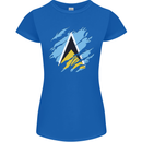 Torn Saint Lucia Flag Lucian Day Football Womens Petite Cut T-Shirt Royal Blue