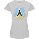 Torn Saint Lucia Flag Lucian Day Football Womens Petite Cut T-Shirt Sports Grey