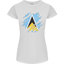 Torn Saint Lucia Flag Lucian Day Football Womens Petite Cut T-Shirt White