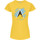 Torn Saint Lucia Flag Lucian Day Football Womens Petite Cut T-Shirt Yellow