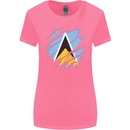 Torn Saint Lucia Flag Lucian Day Football Womens Wider Cut T-Shirt Azalea