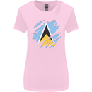 Torn Saint Lucia Flag Lucian Day Football Womens Wider Cut T-Shirt Light Pink