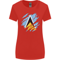 Torn Saint Lucia Flag Lucian Day Football Womens Wider Cut T-Shirt Red