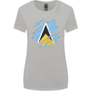 Torn Saint Lucia Flag Lucian Day Football Womens Wider Cut T-Shirt Sports Grey