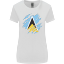 Torn Saint Lucia Flag Lucian Day Football Womens Wider Cut T-Shirt White