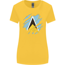 Torn Saint Lucia Flag Lucian Day Football Womens Wider Cut T-Shirt Yellow