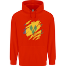 Torn Saint Vincent and Grenadines Flag Football Childrens Kids Hoodie Bright Red