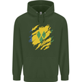Torn Saint Vincent and Grenadines Flag Football Childrens Kids Hoodie Forest Green