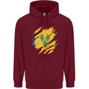 Torn Saint Vincent and Grenadines Flag Football Childrens Kids Hoodie Maroon
