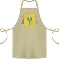 Torn Saint Vincent and Grenadines Flag Football Cotton Apron 100% Organic Khaki