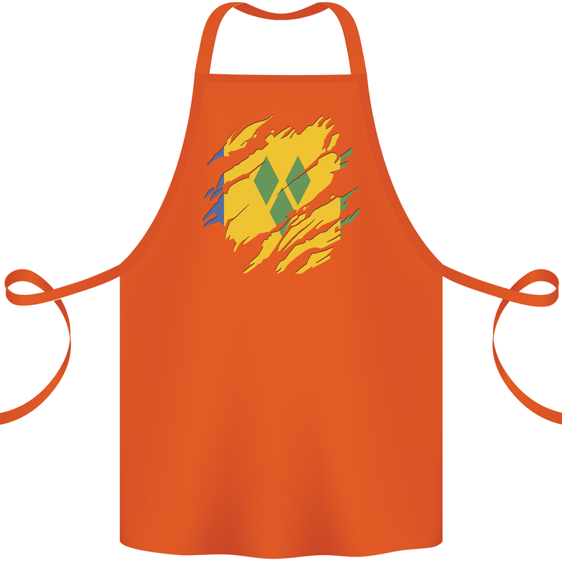 Torn Saint Vincent and Grenadines Flag Football Cotton Apron 100% Organic Orange