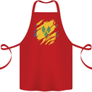 Torn Saint Vincent and Grenadines Flag Football Cotton Apron 100% Organic Red