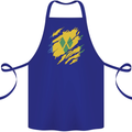 Torn Saint Vincent and Grenadines Flag Football Cotton Apron 100% Organic Royal Blue