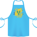 Torn Saint Vincent and Grenadines Flag Football Cotton Apron 100% Organic Turquoise