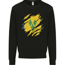 Torn Saint Vincent and Grenadines Flag Football Kids Sweatshirt Jumper Black