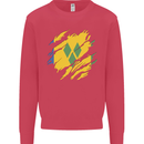 Torn Saint Vincent and Grenadines Flag Football Kids Sweatshirt Jumper Heliconia