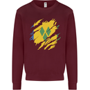 Torn Saint Vincent and Grenadines Flag Football Kids Sweatshirt Jumper Maroon