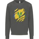 Torn Saint Vincent and Grenadines Flag Football Kids Sweatshirt Jumper Storm Grey