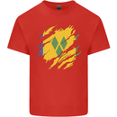 Torn Saint Vincent and Grenadines Flag Football Kids T-Shirt Childrens Red