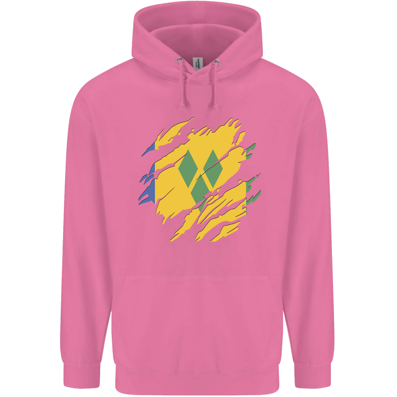 Torn Saint Vincent and Grenadines Flag Football Mens 80% Cotton Hoodie Azelea