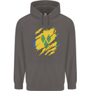 Torn Saint Vincent and Grenadines Flag Football Mens 80% Cotton Hoodie Charcoal