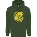 Torn Saint Vincent and Grenadines Flag Football Mens 80% Cotton Hoodie Forest Green