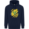 Torn Saint Vincent and Grenadines Flag Football Mens 80% Cotton Hoodie Navy Blue