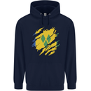 Torn Saint Vincent and Grenadines Flag Football Mens 80% Cotton Hoodie Navy Blue