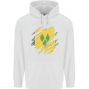 Torn Saint Vincent and Grenadines Flag Football Mens 80% Cotton Hoodie White