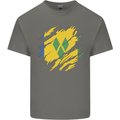 Torn Saint Vincent and Grenadines Flag Football Mens Cotton T-Shirt Tee Top Charcoal