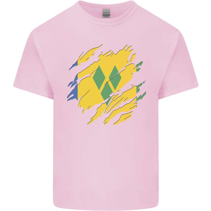 Torn Saint Vincent and Grenadines Flag Football Mens Cotton T-Shirt Tee Top Light Pink