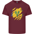 Torn Saint Vincent and Grenadines Flag Football Mens Cotton T-Shirt Tee Top Maroon