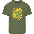 Torn Saint Vincent and Grenadines Flag Football Mens Cotton T-Shirt Tee Top Military Green