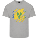 Torn Saint Vincent and Grenadines Flag Football Mens Cotton T-Shirt Tee Top Sports Grey
