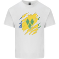 Torn Saint Vincent and Grenadines Flag Football Mens Cotton T-Shirt Tee Top White