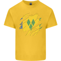 Torn Saint Vincent and Grenadines Flag Football Mens Cotton T-Shirt Tee Top Yellow